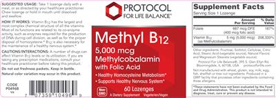 Methyl B12 5,000 mcg Methylcobalamin With Folic Acid