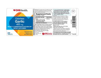 Photo of the CVS Health Odorless Garlic 400 mg label