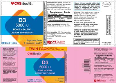 Photo of the CVS Health D3 5000 IU label