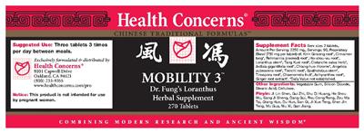 Photo of the Health Concerns Mobility 3 label