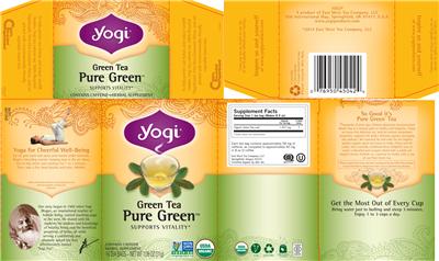 Photo of the Yogi Green Tea Pure Green label