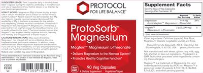 Photo of the Protocol For Life Balance ProtoSorb Magnesium label