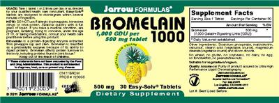Photo of the Jarrow Formulas Bromelain 1000 GDU 500 mg label