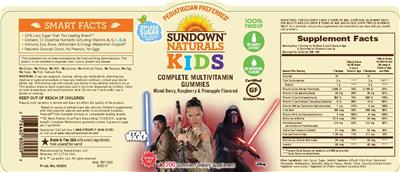 Photo of the Sundown Naturals Kids Complete Multivitamin Star Wars Gummies label