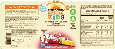 Photo of the Sundown Naturals Kids Complete Multivitamin Disney Pixar Cars Gummies label