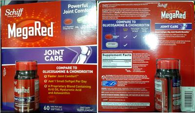 Photo of the Schiff MegaRed Joint Care label