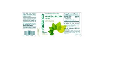 Photo of the Radiance Ginkgo Biloba 120 mg label