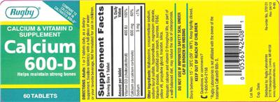 Photo of the Rugby Calcium 600-D label