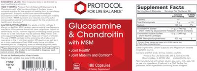 Photo of the Protocol For Life Balance Glucosamine & Chondroitin With MSM label