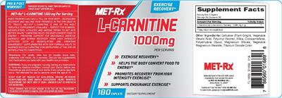 Photo of the MET-Rx L-Carnitine 1000 mg label