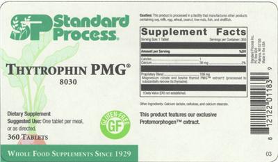 Photo of the SP Standard Process Thytrophin PMG label