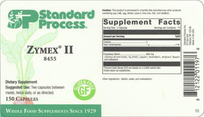 Photo of the SP Standard Process Zymex II label