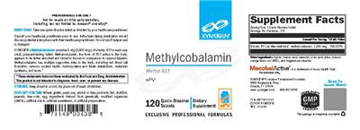 Photo of the XYMOGEN Methylcobalamin label