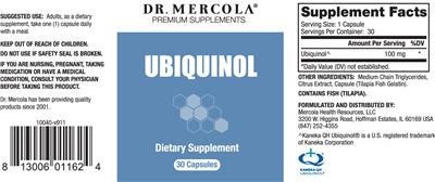 Photo of the Dr. Mercola Ubiquinol label