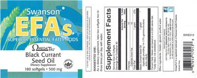 Photo of the Swanson EFAs OmegaTru Black Currant Seed Oil 500 mg label
