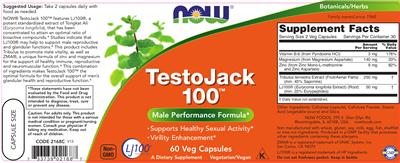 Photo of the NOW TestoJack 100 label
