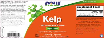 Photo of the NOW Kelp label