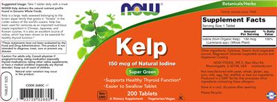 Photo of the NOW Kelp label
