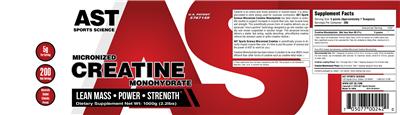 Photo of the AST Sports Science Micronized Creatine Monohydrate label