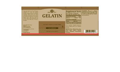 Photo of the Solgar Gelatin label