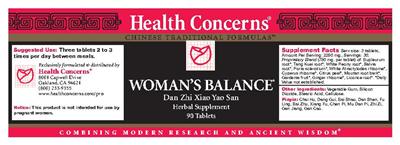Photo of the Health Concerns Woman's Balance label