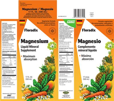 Photo of the Floradix Magnesium label