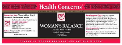 Photo of the Health Concerns Woman's Balance label
