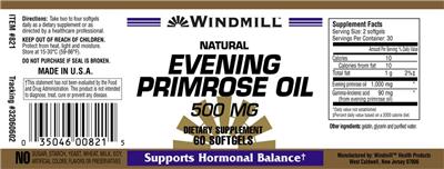 Photo of the Windmill Natural Evening Primrose Oil 500 mg label