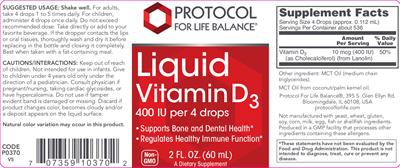 Liquid Vitamin D3 400 IU