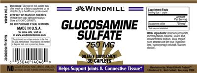 Photo of the Windmill Glucosamine Sulfate 750 mg label