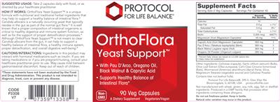 Photo of the Protocol For Life Balance OrthoFlora Yeast Support label