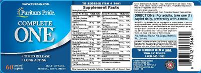 Photo of the Puritan's Pride Complete One label