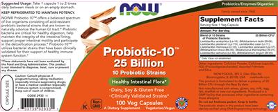 Photo of the NOW Probiotic-10 25 Billion label
