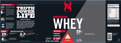 Photo of the CytoSport Monster Series Monster Whey Vanilla label