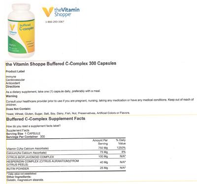 Photo of the The Vitamin Shoppe Buffered C-Complex label