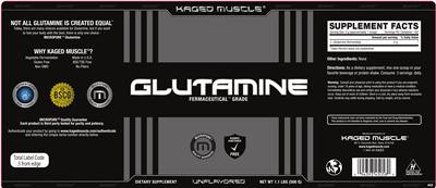 Photo of the Kaged Muscle Glutamine Unflavored label