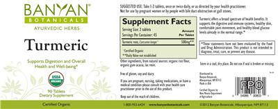 Photo of the Banyan Botanicals Turmeric label