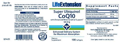 Photo of the Life Extension Super Ubiquinol CoQ10 With Enhanced Mitochondrial Support 50 mg label