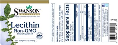 Photo of the Swanson Premium Brand Lecithin 520 mg label