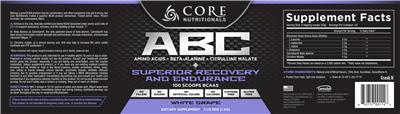 Photo of the Core Nutritionals ABC White Grape label