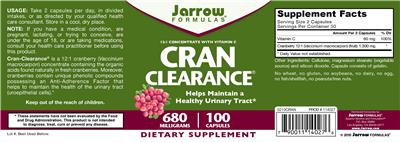 Photo of the Jarrow Formulas Cran Clearance 680 mg label