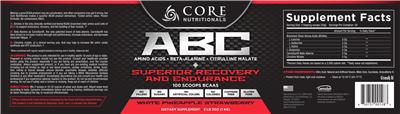 Photo of the Core Nutritionals ABC White Pineapple Strawberry label