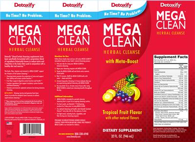 Photo of the Detoxify Mega Clean Herbal Cleanse Tropical Fruit Flavor label