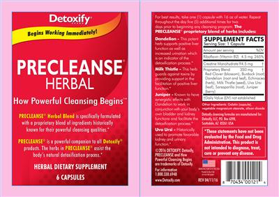 Photo of the Detoxify PreCleanse Herbal label