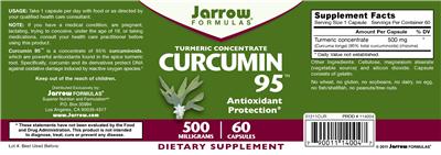 Photo of the Jarrow Formulas Turmeric Concentrate Curcumin 95 500 mg label