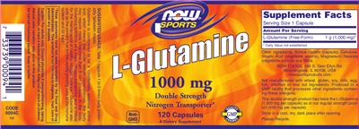 Photo of the NOW Sports L-Glutamine 1000 mg label