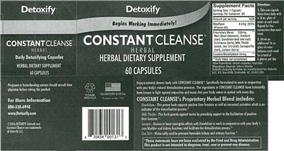 Photo of the Detoxify Constant Cleanse Herbal label