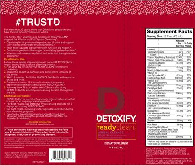Photo of the Detoxify Ready Clean Herbal Cleanse Grape Flavor label
