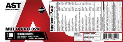 Photo of the AST Sports Science Multi-Pro 32X label