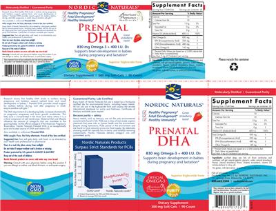 Photo of the Nordic Naturals Prenatal DHA Strawberry label